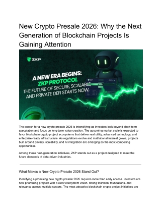 New Crypto Presale 2026_ Why the Next Generation of Blockchain Projects Is Gaining Attention