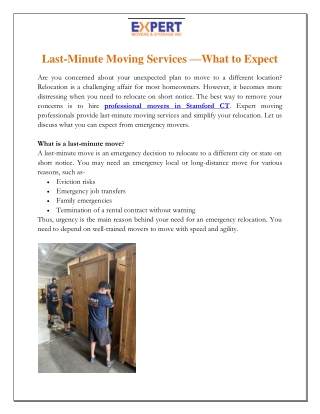 Last-Minute Moving Services — What to Expect