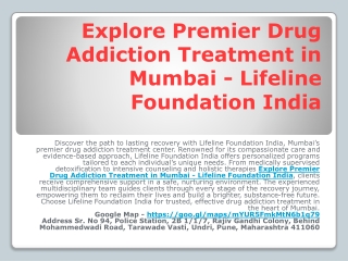 Trusted Drug Addiction Treatment Center Mumbai - Lifeline Foundation India