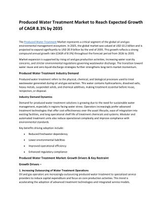 Produced Water Treatment Market Size & Share Report, 2035