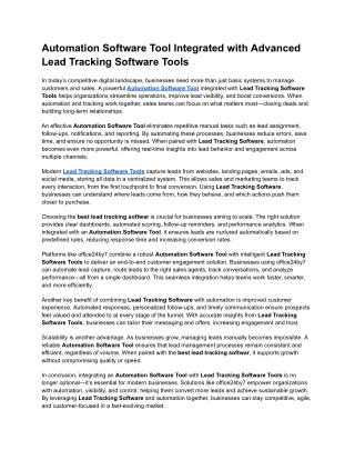 Automation Software Tool Integrated with Advanced Lead Tracking Software Tools