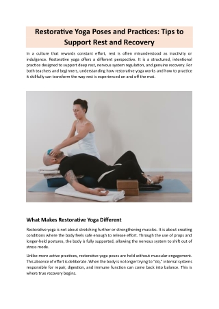 Restorative Yoga Poses and Practices - Tips to Support Rest and Recovery