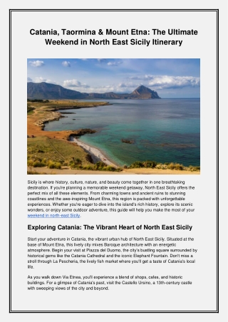 Catania, Taormina & Mount Etna: The Best Sicily Weekend Itinerary