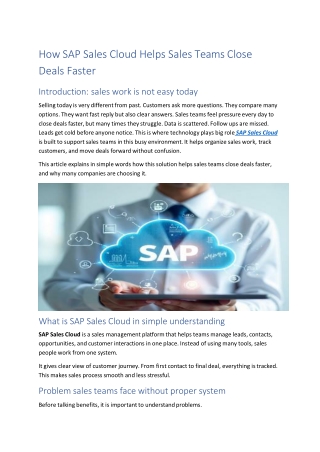 How SAP Sales Cloud Helps Sales Teams Close Deals Faster