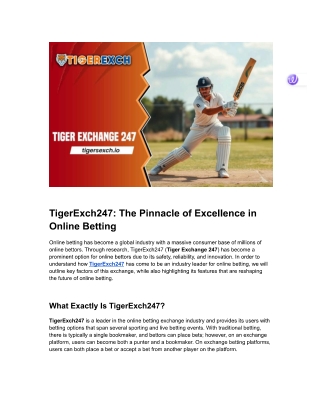 Tiger Exchange 247: Play cricket games on Tiger Exchange 247