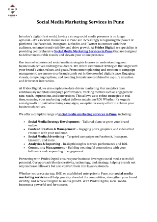 Social Media Marketing Services in Pune