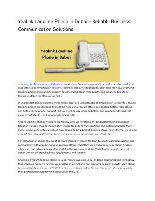 Yealink Landline Phone in Dubai – Reliable Business Communication Solutions