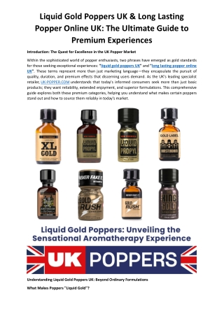 Long Lasting Popper Online UK