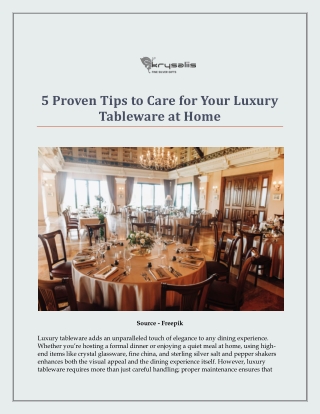5 Proven Tips to Care for Your Luxury Tableware at Home