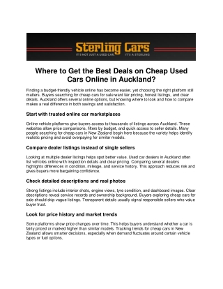 Where to Get the Best Deals on Cheap Used Cars Online in Auckland