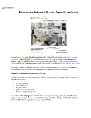 Home Interior designers in Chennai - Dream Kitchen Interior