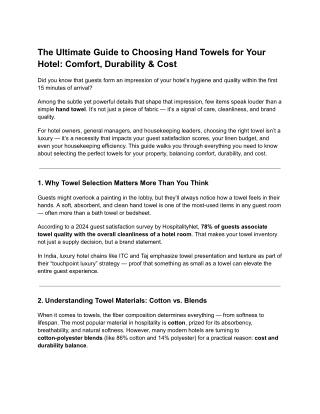 The Ultimate Guide to Choosing Hand Towels for Your Hotel_ Comfort, Durability & Cost