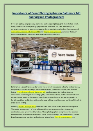 Importance of Event Photographers in Baltimore Md and Virginia Photographers