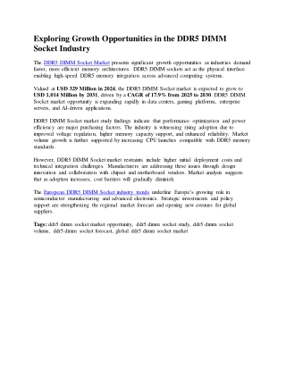 Exploring Growth Opportunities in the DDR5 DIMM Socket Industry