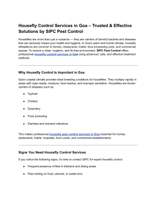 Housefly control services in goa