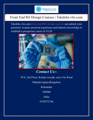 Front End Rtl Design Courses | Takshila-vlsi.com
