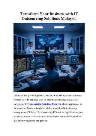 Transform Your Business with IT Outsourcing Solutions Malaysia