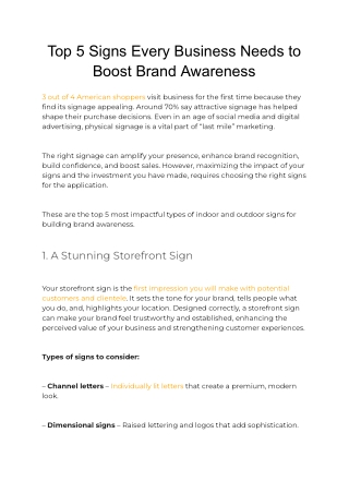 Top 5 Signs Every Business Needs To Boost Brand Awareness