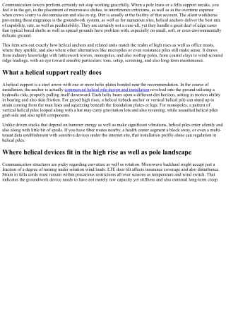 Helical Anchors for Communication Platforms as well as Commercial Masts