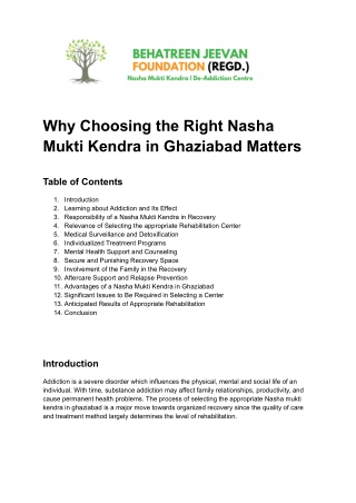 Why Choosing the Right Nasha Mukti Kendra in Ghaziabad Matters