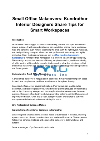 Small Office Makeovers: Kundrathur Interior Designers Share Tips for Smart Works