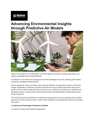 Predictive Air Models in Action: Forecasting Pollution Levels