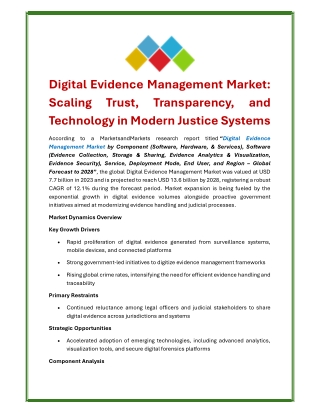 Digital Evidence Management Market-Scaling Trust, Transparency, and Technology in Modern Justice Systems