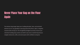 Never Place Your Bag on the Floor Again