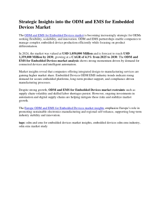 Strategic Insights into the ODM and EMS for Embedded Devices Market