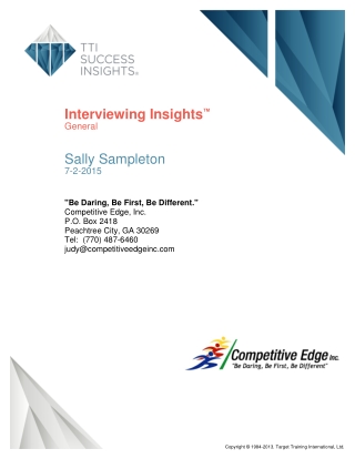 TTI Success Insights Interviewing Insights - General Report