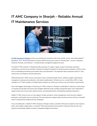 IT AMC Company in Sharjah – Reliable Annual IT Maintenance Services