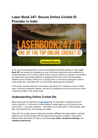 Laser Book 247_ Secure Online Cricket ID Provider in India
