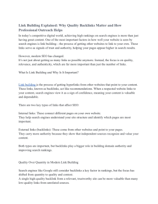 Link Building Explained_ Why Quality Backlinks Matter and How Professional Outreach Helps