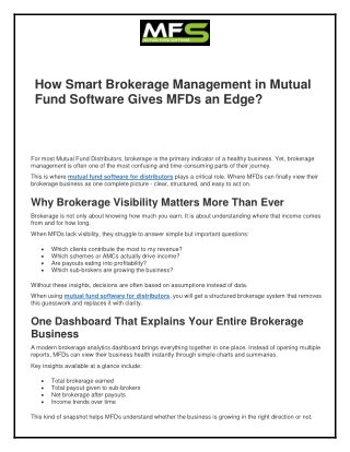 How Smart Brokerage Management in Mutual Fund Software Gives MFDs an Edge