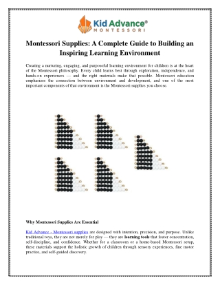 Montessori Supplies A Complete Guide to Building an Inspiring Learning Environment