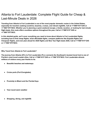 Atlanta to Fort Lauderdale_ Complete Flight Guide for Cheap & Last-Minute Deals in 2026