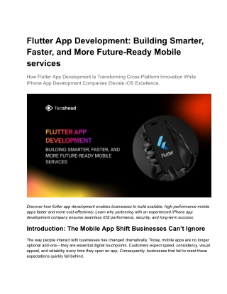 Flutter App Development_ Building Smarter, Faster, and More Future-Ready Mobile services