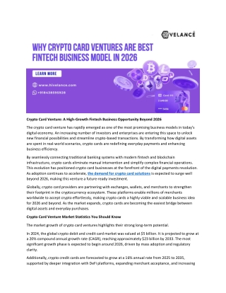 Why Crypto Card Ventures Are the Best Fintech Business Model for Investors 2026
