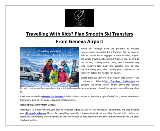 Travelling With Kids? Plan Smooth Ski Transfers From Geneva Airport