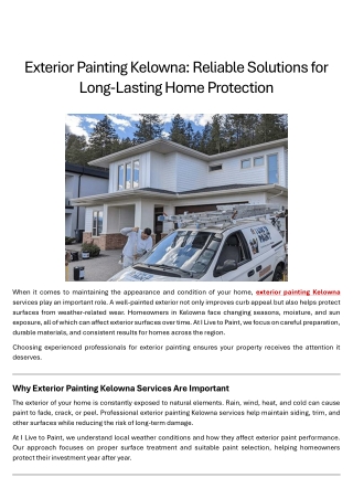 Exterior Painting Kelowna: Reliable Solutions for Long-Lasting Home Protection