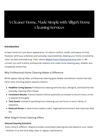 A Cleaner Home, Made Simple with AllignX Home Cleaning Services