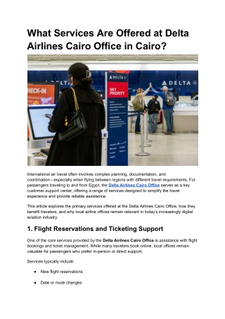 What Services Are Offered at Delta Airlines Cairo Office in Cairo?