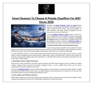 Smart Reasons To Choose A Private Chauffeur For WEF Davos 2026