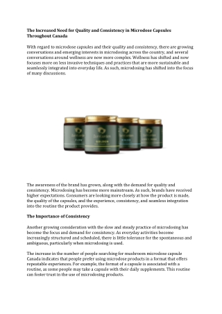 The Increased Need for Quality and Consistency in Microdose Capsules Throughout