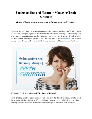 Understanding and Naturally Managing Teeth Grinding
