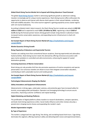 Global Shark Diving Tourism Market Set to Expand with Rising Adventure Travel De