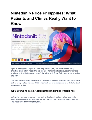 Nintedanib Price Philippines: What Patients and Clinics Really Want to Know