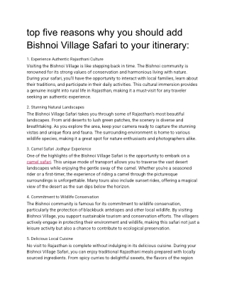 top five reasons why you should add Bishnoi Village Safari to your itinerary_