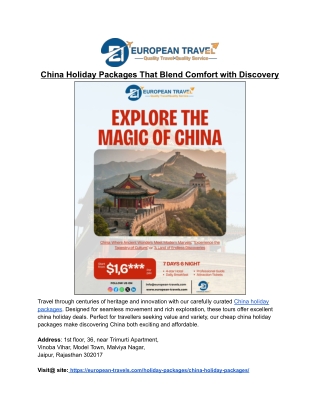 China Holiday Packages for Affordable & Enriching Travel
