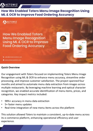 Toters Menu Image Recognition Using ML & OCR